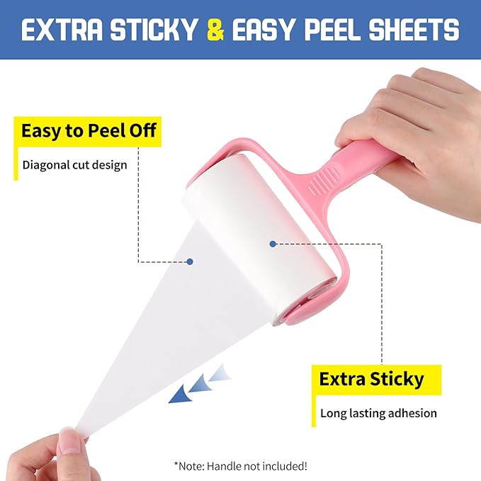 Extra Sticky Lint Roller Refills 2 Pack (240 Sheets) fit 3.8"-4" Standard Size Lint Roller Sticker with Inner Diameter at 1.5" for Pet Hair, Clothes, Furniture, Cars, No Handle Included