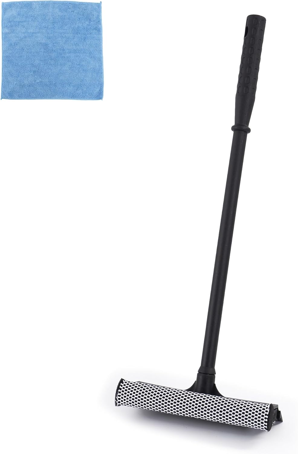 Matthew All Purpose Window Squeegee w/Premium Microfiber Cloth,Car Squeegee Windshield Cleaning Sponge and Rubber Squeegee,2-in-1 Window Cleaner Sponge(8'') and Soft Rubber with Pole 20''(1Pack)