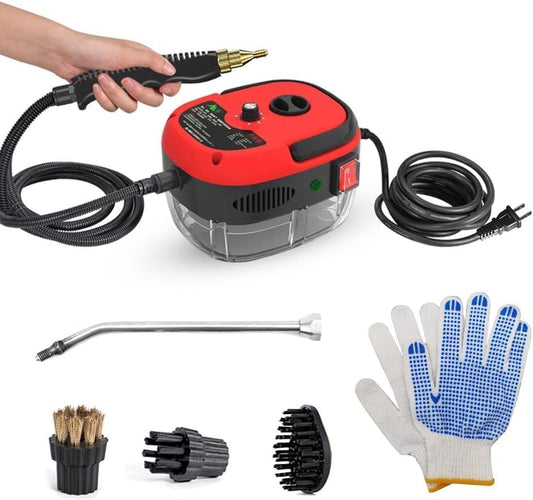 Decdeal Steam Cleaner - 2500W High Temperature Pressurized Handheld Steam Cleaning Machine with Brush Heads and Gloves, for Car Floors Kitchen Furniture Bathroom Windows