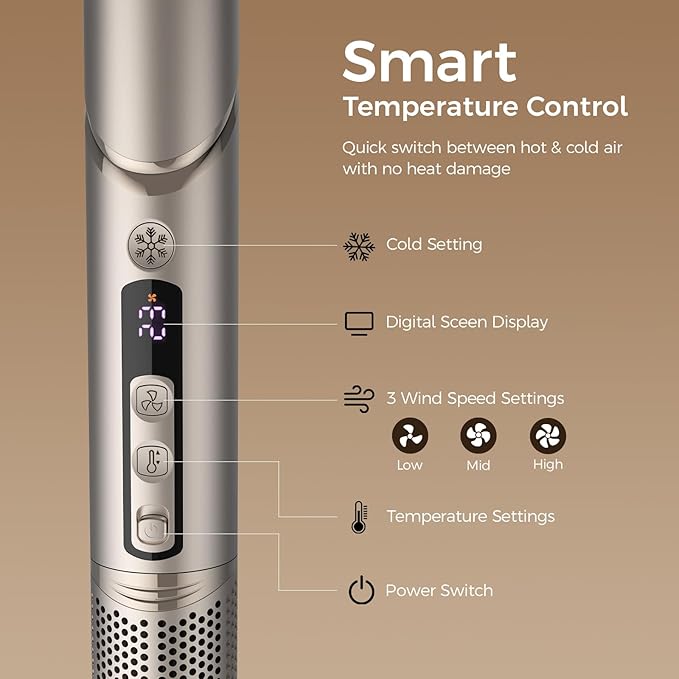 Hair Styler Hot Air Styler - Fast Drying No Heat Damage Ionic Blow Dryer Brush for Women Volumizing, Curling, Straightening, Frizz-Free Multi-Styler