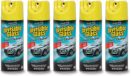 Invisible Glass 91163-5PK Premium Aerosol Glass and Window Cleaner for Auto and Home, Streak-Free, Ammonia-Free, Tint-Safe, 15 oz (Pack of 5)