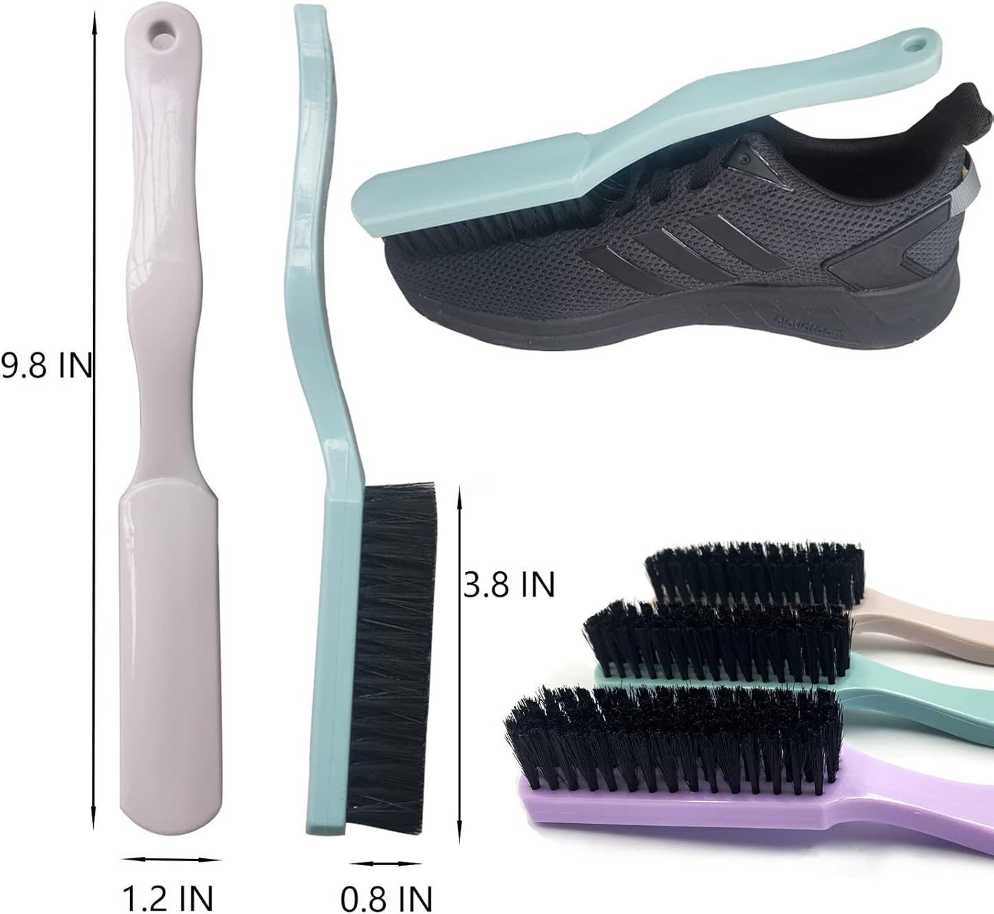 Cleaning Brushes Dish Brush Kitchen Washing Brush Set Shoe Brush Scrub Brush Home Household Cleaner Kit Floor Stiff Bristles with Adhesive Hooks Pot Pan Edge Corners Tile Lines Brush (Light Brown)