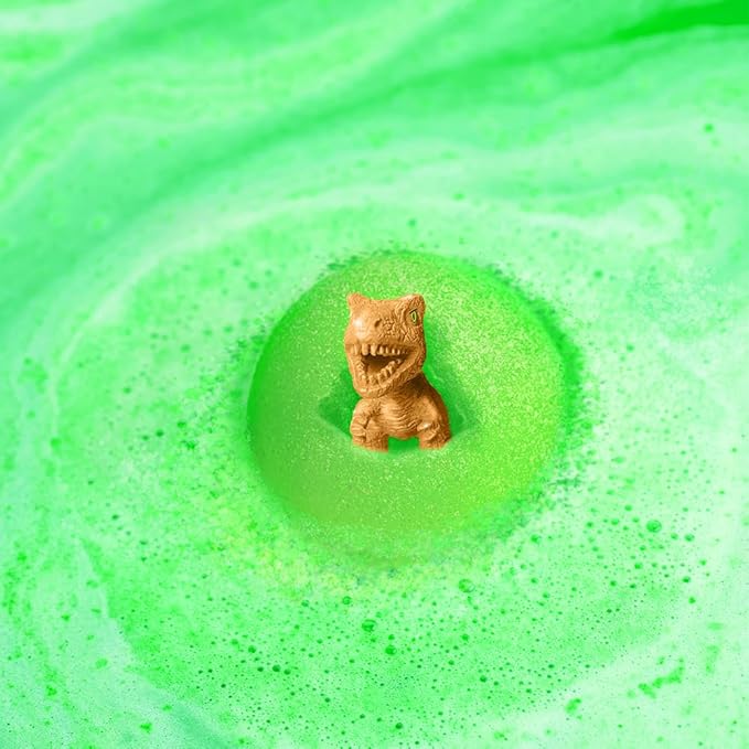 Large Dino Surprise Bath Bomb, 6 Surprise Dinosaur Toys to Collect in Total, One Per Bath Bomb, Children's Fizzing Toy, Birthday Gift for Boys & Girls, Stocking Filler Present