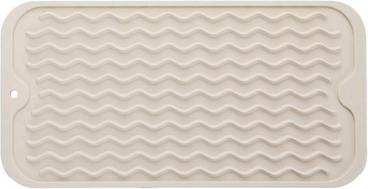 Silicone Dish Drying Mat for Multiple Usage,Easy clean,Eco-friendly,Heat-resistant Silicone Mat for Kitchen Counter or Sink,Refrigerator or Drawer Liner Tapioca S 12 inches x 6 inches