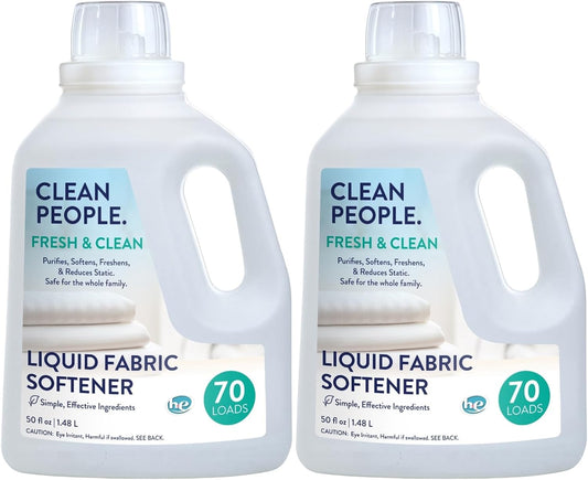 The Clean People Liquid Fabric Softener - Softens & Removes Static Cling - Vegan (100 Fl Oz, Fresh & Clean)