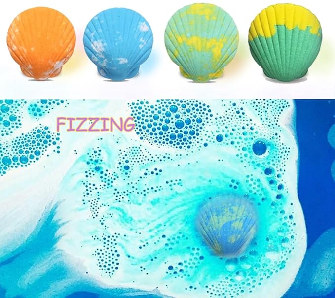 Bath Bombs for Kids with Surprise Marine Animals Inside, 20 Shell Kids Bath Bombs Gift Set, Handmade Bubble Bath Fizzes Bomb for Chrildren Birthday Christmas and Party Favor