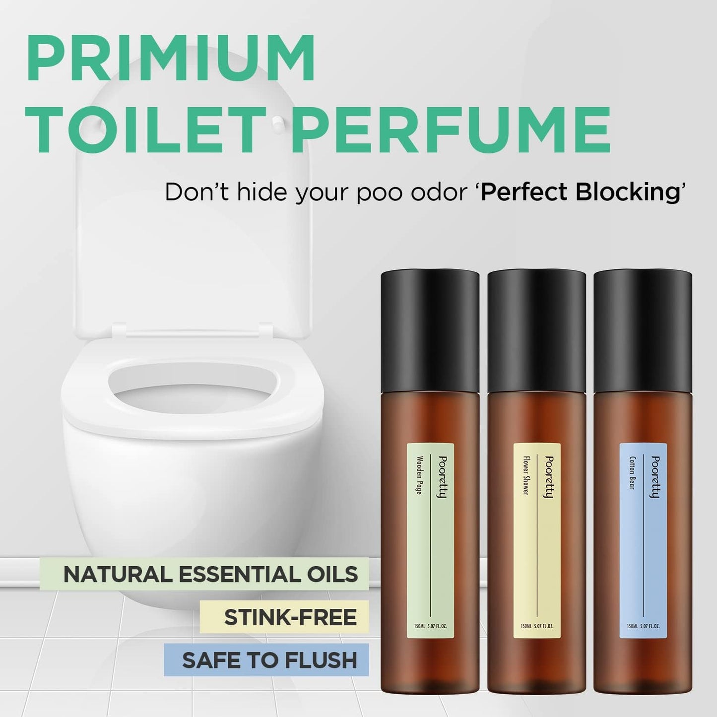 Pre-Poop Aromatic Bathroom Toilet Spray, Potty Deodorizer, Neutralize Bad Odors (5.07 fl.oz.) - Fresh Eucalyptus and Bergamot Scent