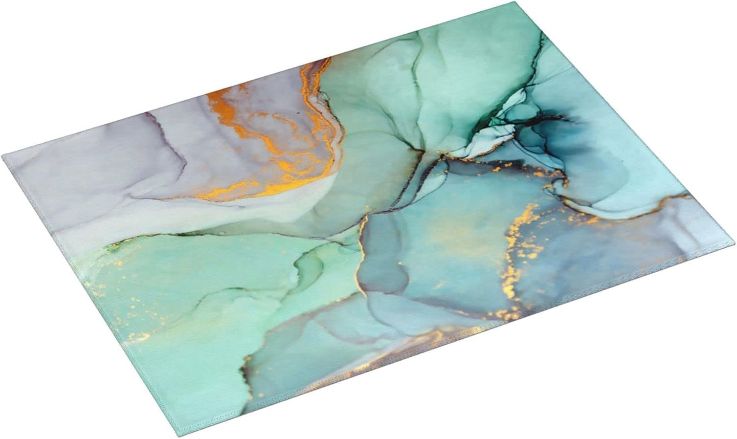 Teal Marble Golden Swirls Pattern Dish Drying Mats For Kitchen Counter Microfiber Absorbent dish Mat Xl Reversible Drying Mats For Countertop 18 Inch X 24 Inch