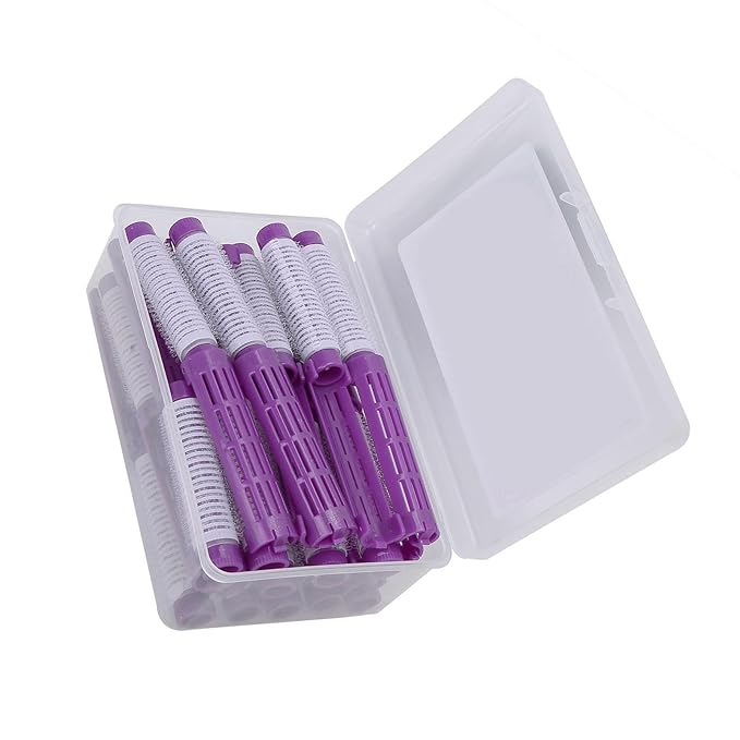 Fluffy Korean Perming Rod Rollers, 20pcs Hair Curling and Styling Kit for DIY Root Perm (Purple)
