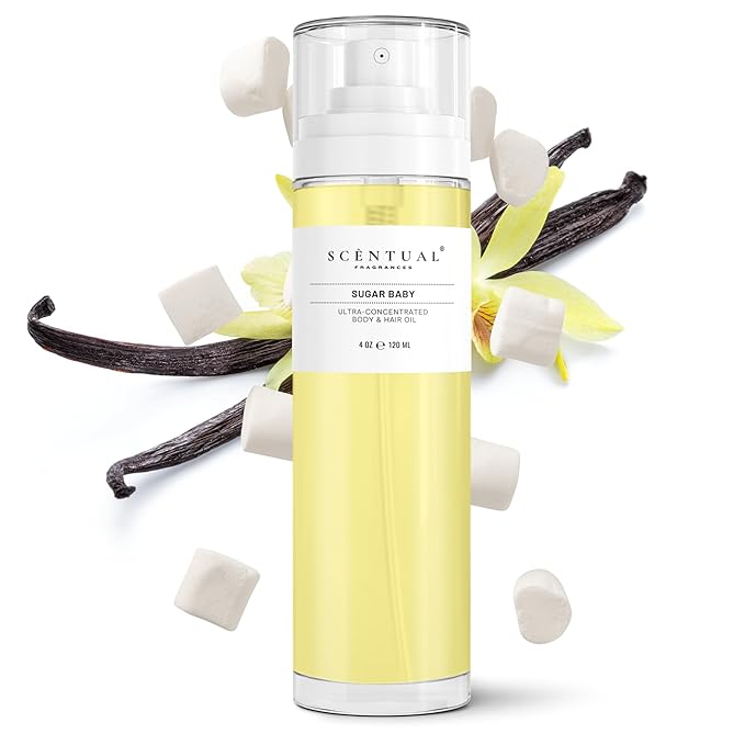 Ultra-Concentrated Hair & Body Perfume Mist, Long Lasting Women's Fragrance, Gourmand Perfumes for Women, Vegan and Cruelty Free (Sugar Baby)