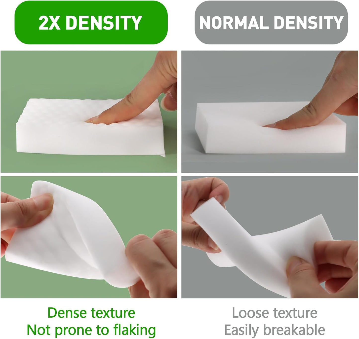 Sponge Eraser 50 Pack 2X Density and Long Lasting Melamine Sponges for Kitchen Bathroom Multi Surface Power Scrubber Foam Cleaning Pads - Bathtub, Floor, Baseboard, Bathroom, Wall Cleaner