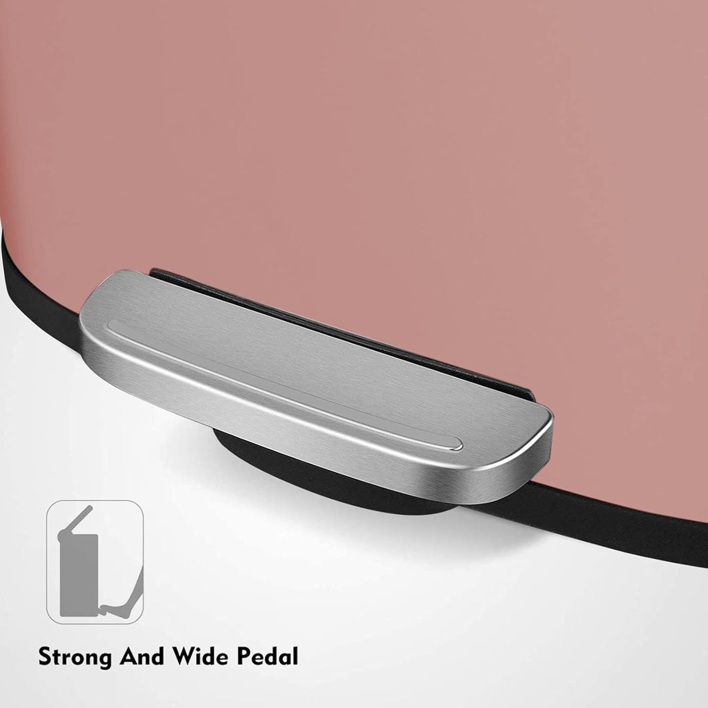 AthLike Trash Can, Stainless Steel Kitchen Garbage Can, Step Waste Bin with Hinged Lid and Removable Inner Bucket, Soft-Close, Dustbin for Bathroom Bedroom Living Room Home (Pink, 13.2 Gal)