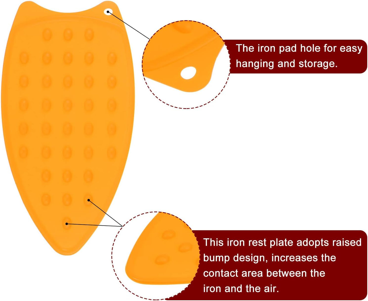 HARFINGTON 2pcs Silicone Iron Rest Pad, Multipurpose Iron Hot Resistant Mat Iron Rest Plate for Ironing Board Hot Heat Resistant Steam Compact Mat, Orange