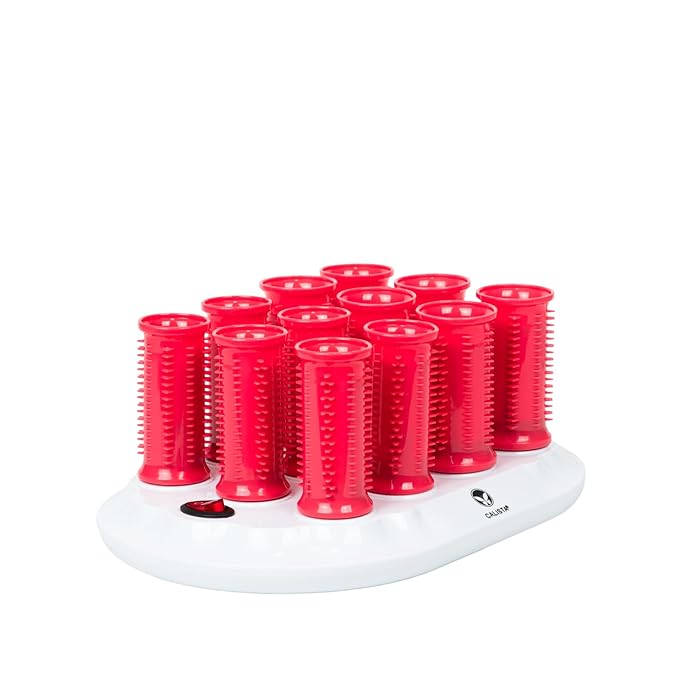 CALISTA Ion Hot Rollers for Short Hair | Hair Roller Clips Included | Heats to 230°F | Dual Voltage | Add Hands-Free Curls, Waves, and Volume (Pink Verbena, Short - 12)