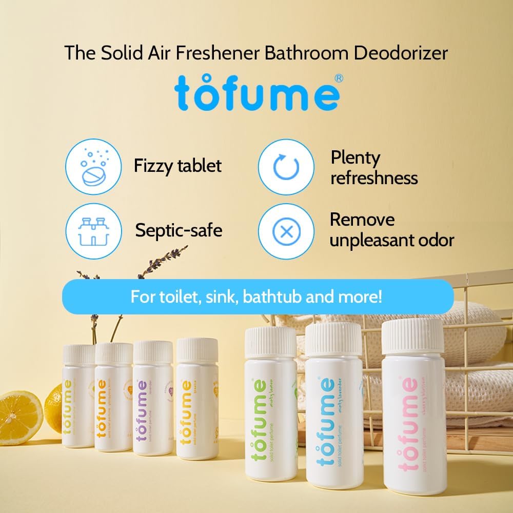 Effervescent Bathroom Air Freshener - Lemon Eucalyptus - Toilet Deodorizer, Bathroom Odor Eliminator, Toilet Freshener, Flushable Air Freshener Toilet Tablets, 3 Pack (90 Tablets)