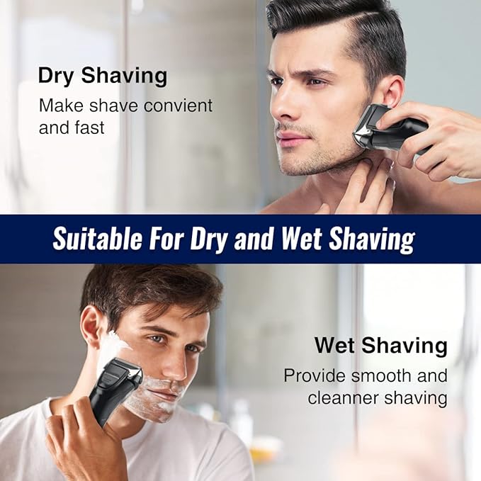 PRITECH Electric Razor for Men, Waterproof Foil Electric Shavers with Beard Trimmer, Cordless Rechargeable Razor for Shaving Face, LED Display Wet Dry Use