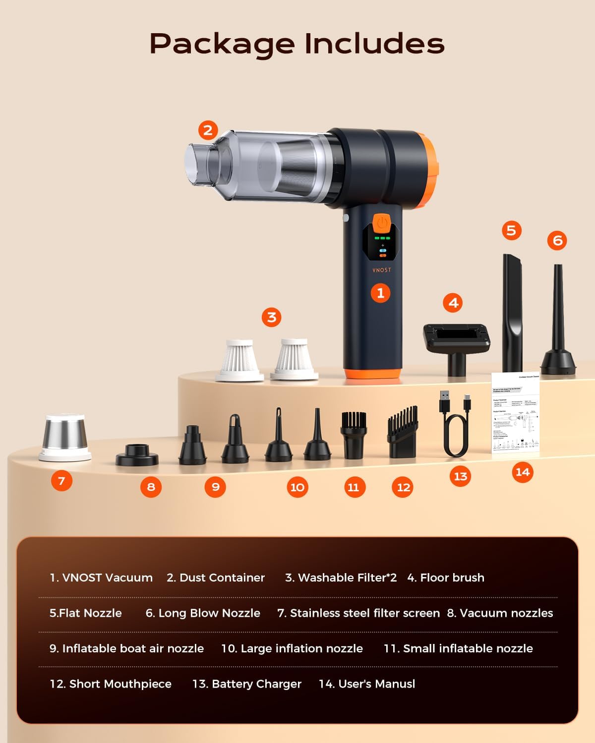 Car Vacuum Portable Cordless, Handheld Vacuum Cordless with 30000PA Suction, 130000RPM, 6800mAh Battery, 10 Nozzles, Rubber Paint Material for Car, Home, Pet Cleaning（Charcoal Black）