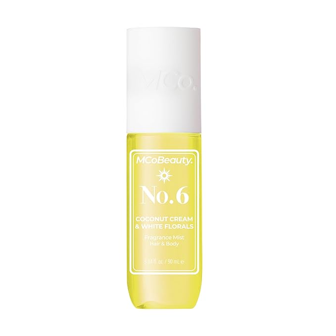 MCoBeauty - Fragrance Mist No. 6 - Light Body and Hair Spray Coconut Cream & White Florals, Tropical Notes for Day or Night - Vegan, Cruelty Free - Gifts for Women, Feminine Spray - 90ml Bottle