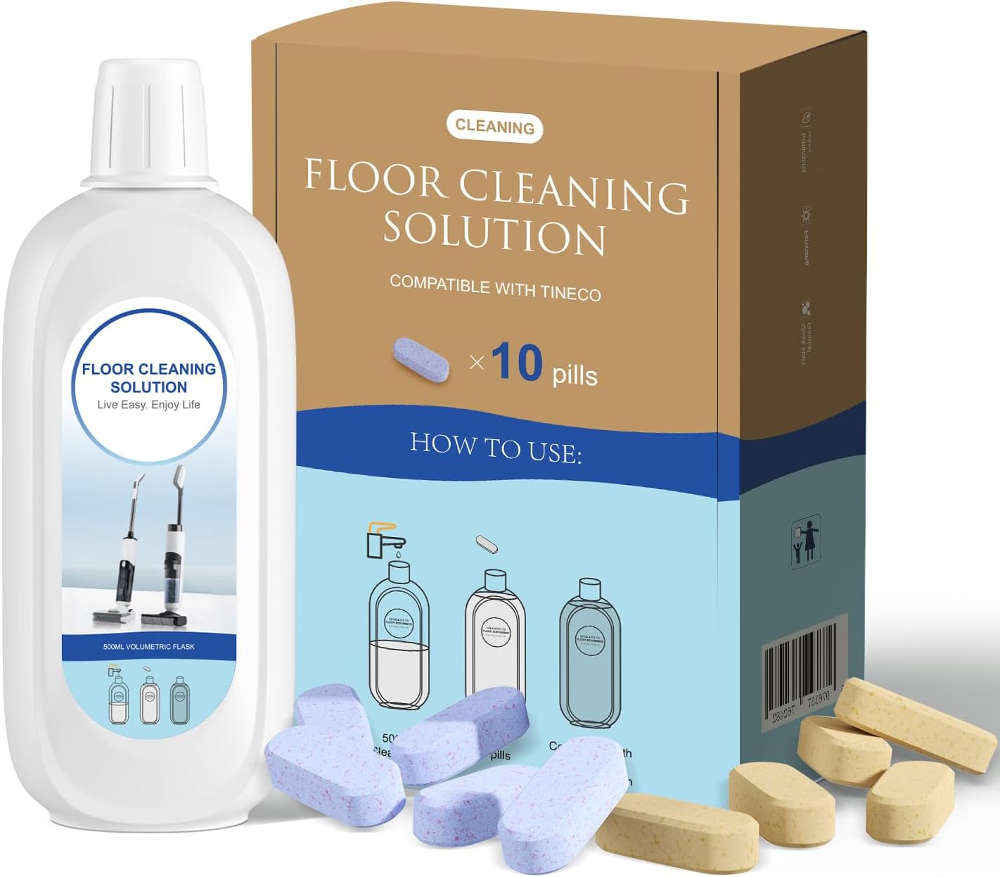 10 Bottles Compatible with Tineco Cleaning Solution Pet 500ml Per Bottle Lavender Scents and Orange Scents Floor Cleaner Compatible with All Robot Vacuums with Mopping and Cordless Wet/Dry Vacuum
