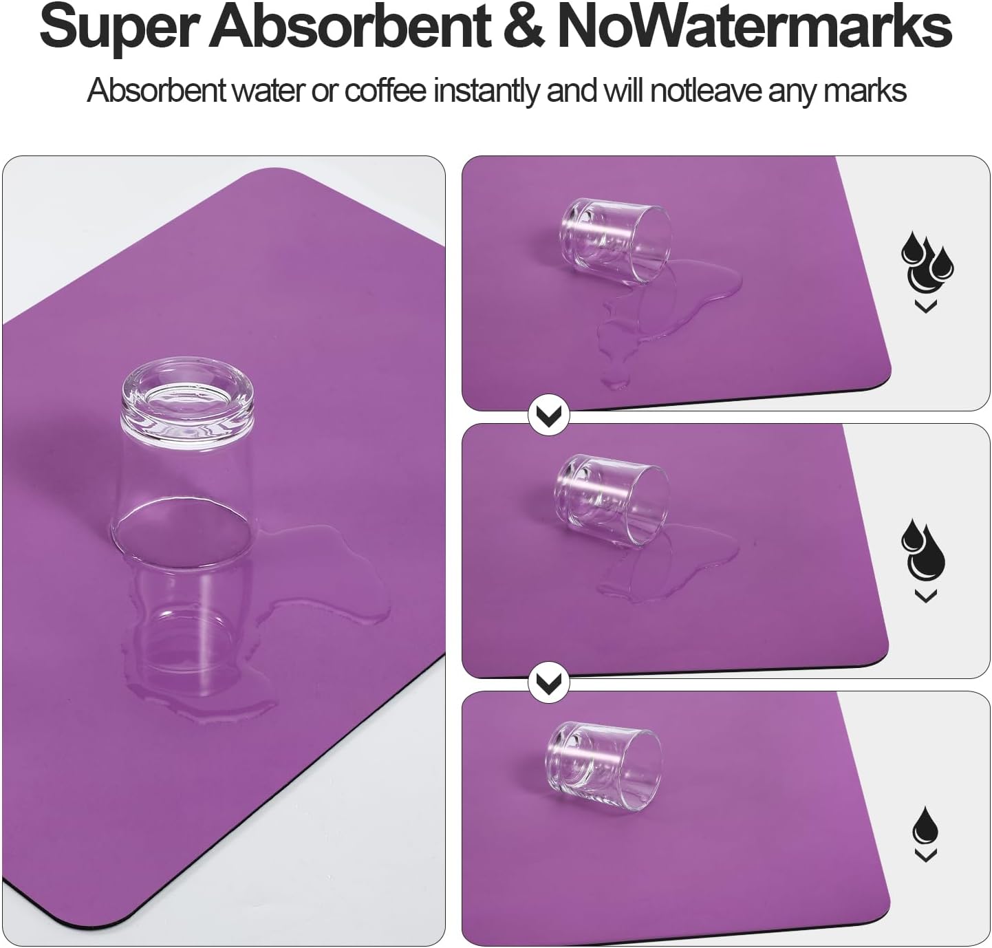 Dish Drying Mat for Kitchen Counter | Coffee Bar Mat for Countertops | Heat Resistant Drainer Mat with Non-slip Rubber Backed | Hide Stain Kitchen Absorbent Draining Mat | Purple 18"x28"