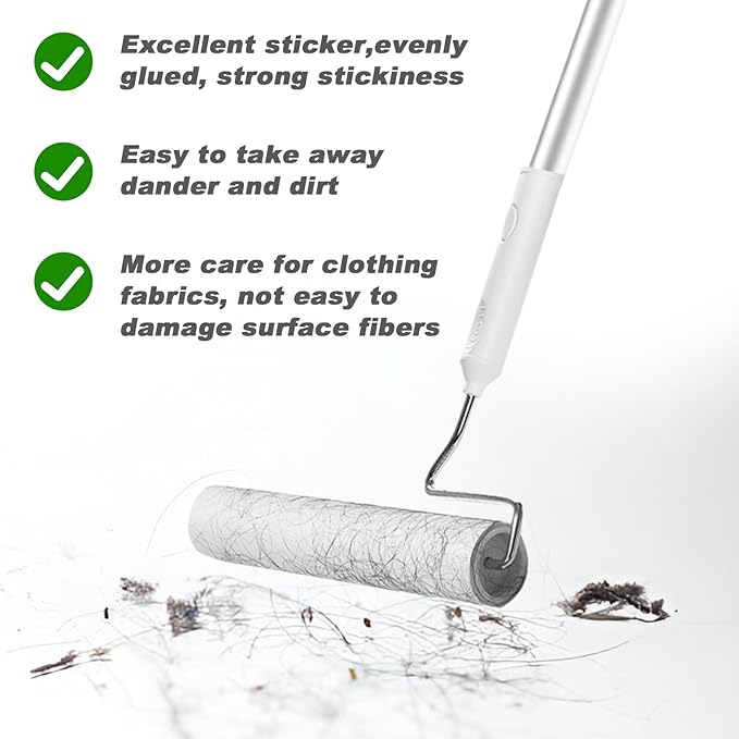 6.3 Inch Wide Lint Roller Refills, Value Pack 8 Rolls Extra Sticky, Pet Hair Sticky Roller Refills for Floor, Couch, Carpet, Bed, Clothes (Pack of 8, Total 480 Sheets)