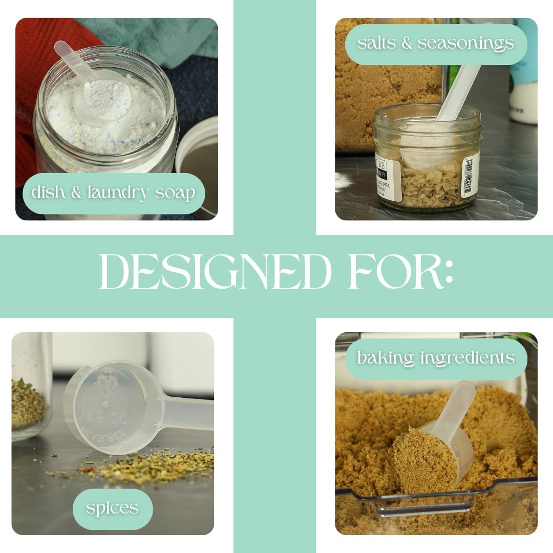 4 Pack – 1 Teaspoon Plastic Measuring Scoop – 5cc / 5ml / 1 tsp for Protein, Powders, Coffee, Milk Powder, Laundry Soap (1 Teaspoon | 5ml | 5cc)