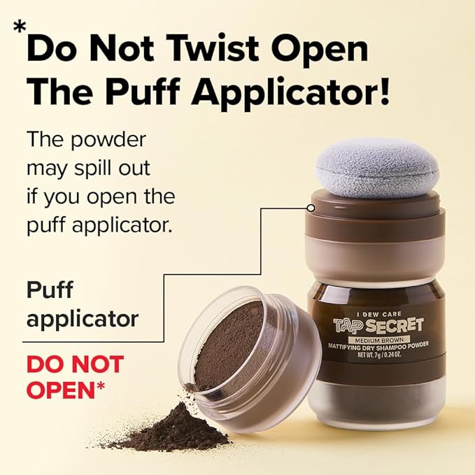 I DEW CARE Biotin Clarifying Dry Shampoo - Tap Secret Dark Original & Dark Brown Duo set | Strengthening & Volumizing, Powder Type, Refillable, Travel size, Non-aerosol, Brunette, 0.29 Oz * 2ea