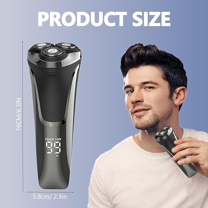 Snapbuy Electric Razor for Men, Snapbuy Electric Razor Pro, Ipx7 Waterproof Cordless Shaver with 90-Min Runtime, 4D Floating Head Rotary Shaver, Fast Charging (Black)