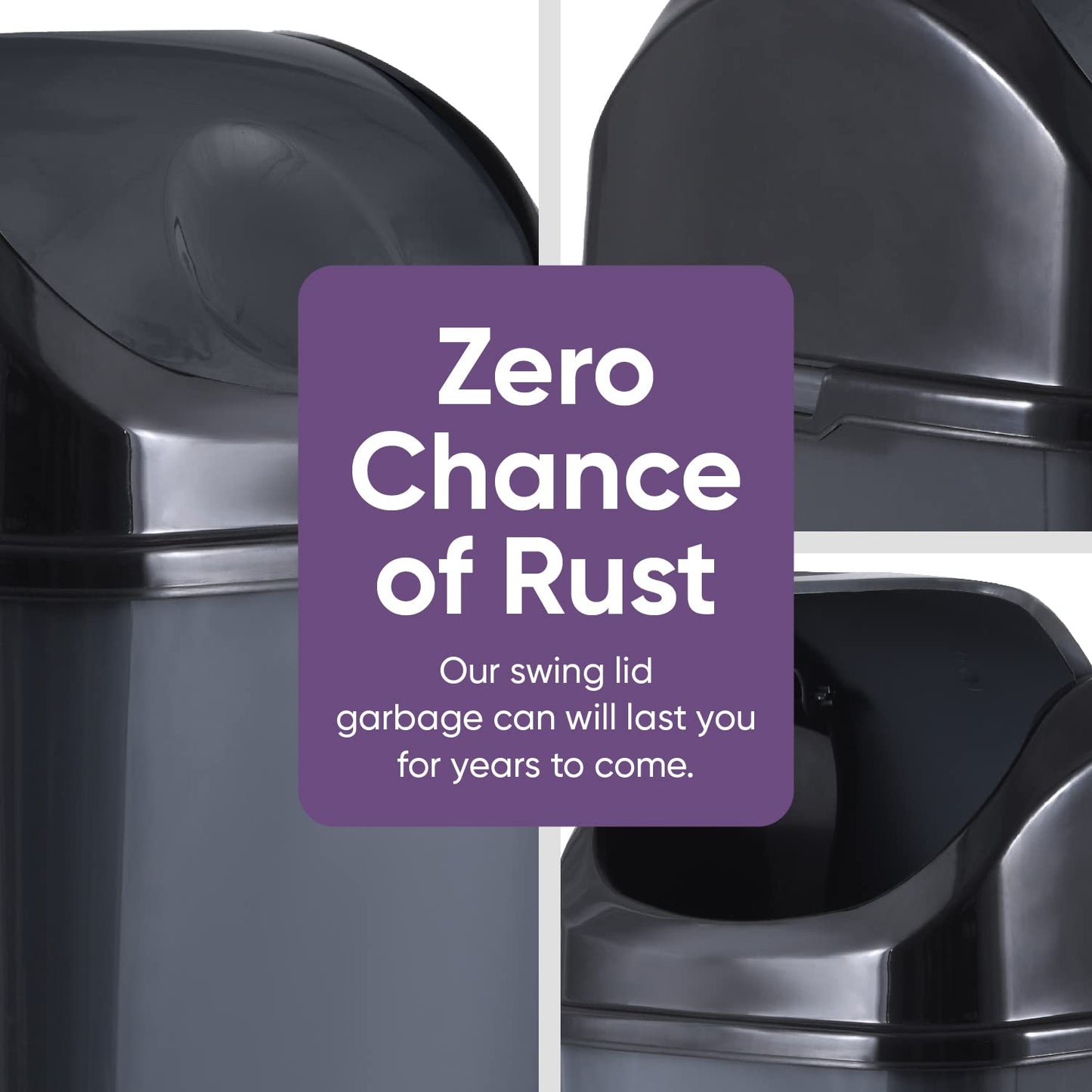 Superio Mini Desktop Trash Can with Swing Top Lid Portable Plastic Garbage Can for Countertop, Desktop, Make up Vanity, Bathroom, Car, Under Sink, Dorm Compact Waste Bin 5 L 1.25 Gal (2, Grey)