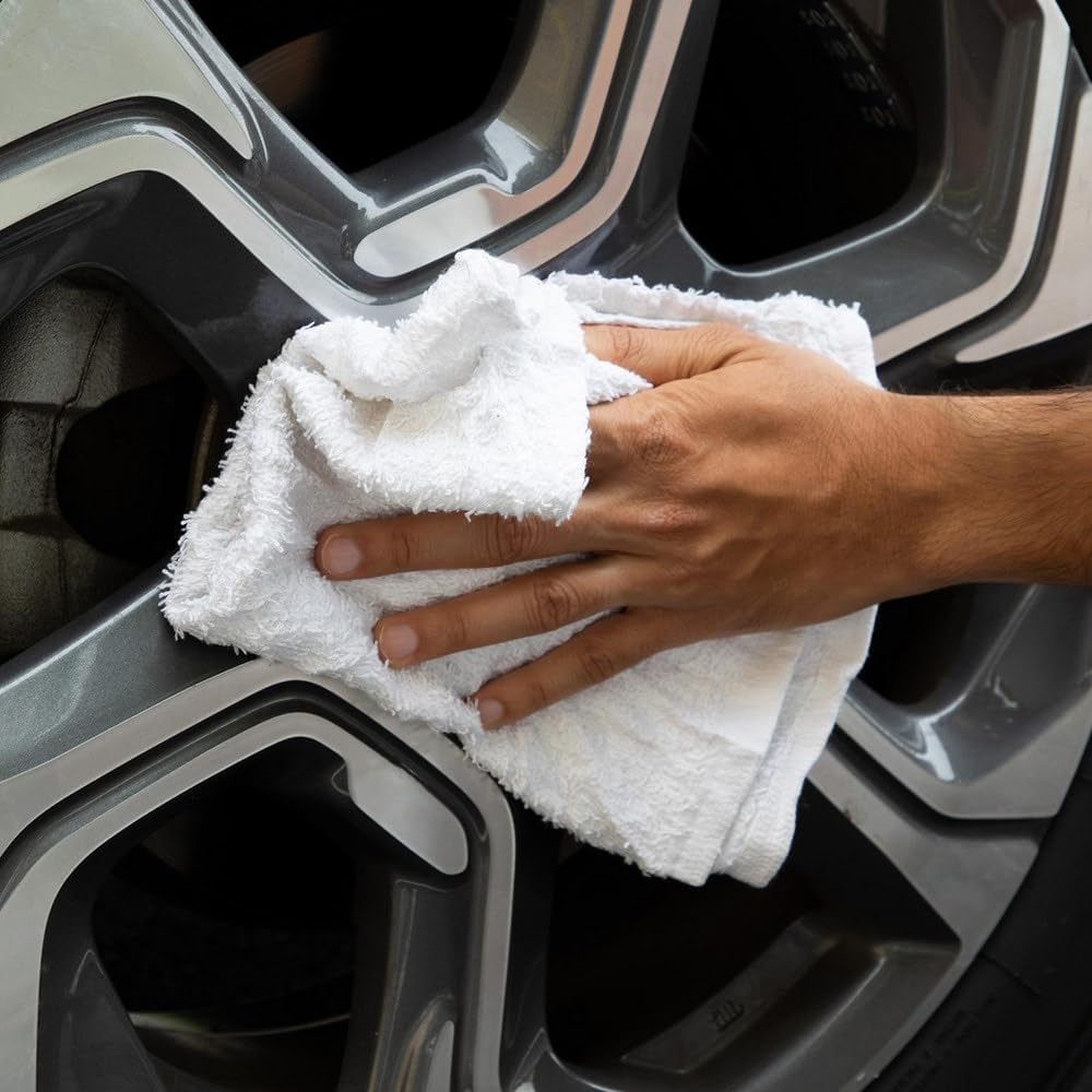 PRO SOURCE Low-Lint Virgin White 100% Cotton Terry Cloth Bar Mop Shop Towels, Absorbent & Washable: 16" x 19" with Hemmed Edges, 5 lb Box