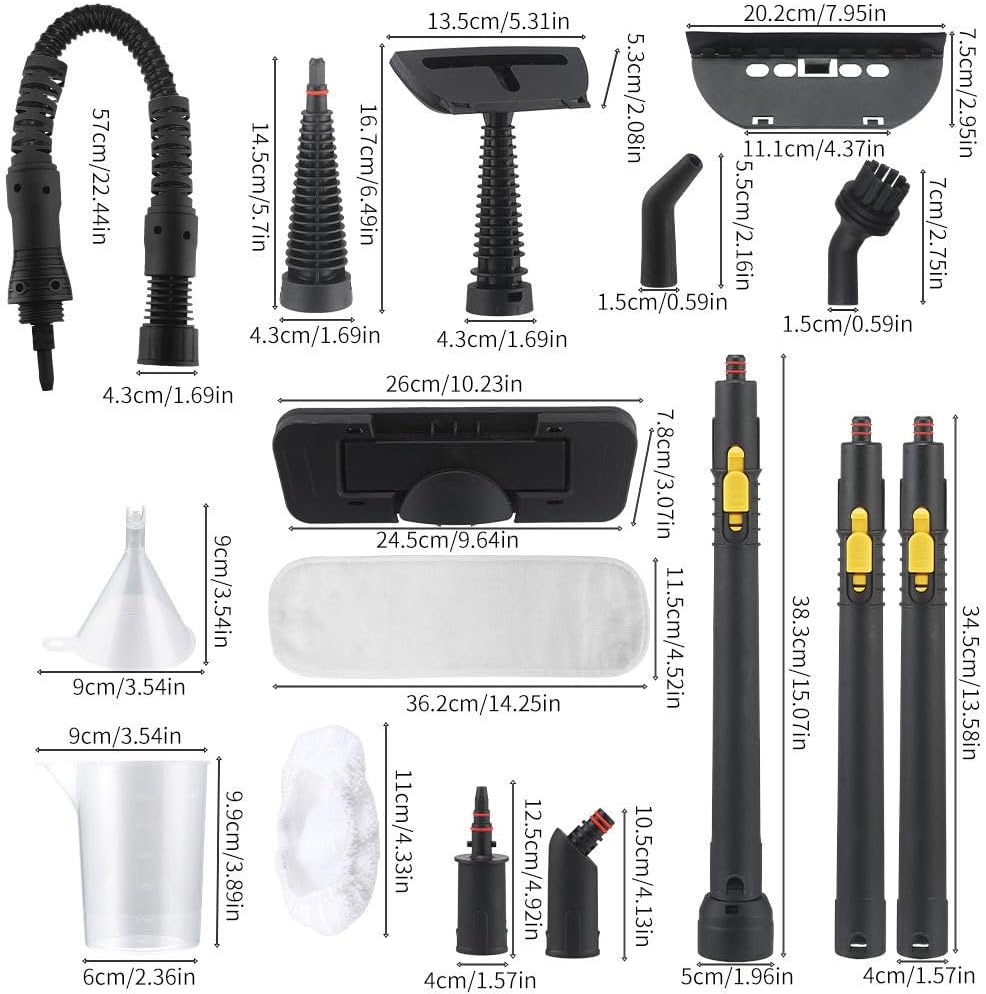 Steam Cleaner, Pressurized Handheld Mop Steam Cleaner for Home with 18 PCS Accessory & Safety Lock, Large Capacity Mop Steam for Cleaning, Car, Bathroom, Shower, Window, Grime, Grease - White