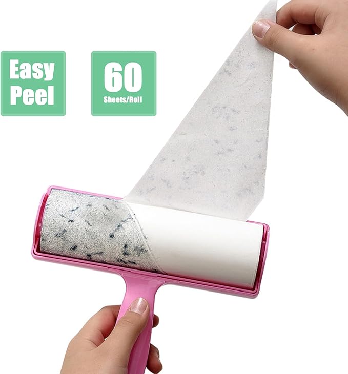 6.3 inch Lint Roller Refills Only, Extra Sticky Lint Remover Refills for Pet Hair Sticky Roller Refill Adhesive Tape Easy Peel 60 Sheets per Roll, Pack of 5, Total 300 Sheets (6.3'' Wide)