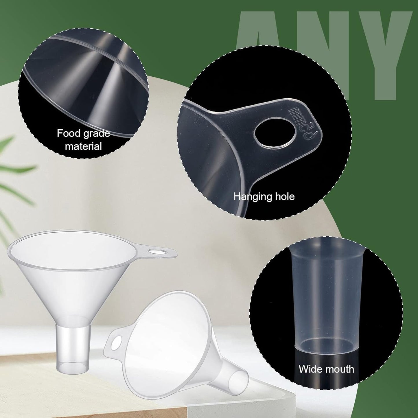 4 Packs Small Plastic Funnel for Filling Small Bottles 2.56 Inch Clear Wide Mouth Plastic Funnel for Filling Water Powder Essential Oils Perfumes Kitchen Bath Garage Use