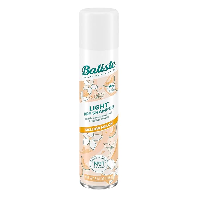 Batiste Light Dry Shampoo, Mellow Melon, Invisible Finish, Refresh Hair & Absorb Oil Between Washes, 3.81 Oz.