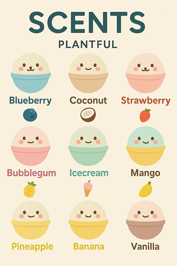 Plantful™ Natural Bath Bomb for Kids, Non-Toxic, Bubble podz, Fluffy Foam soap, Holiday Gifts, Bubble Bath Fizzy for Girls Boys, 9 Pack, Toddler, Pure Essential Oil