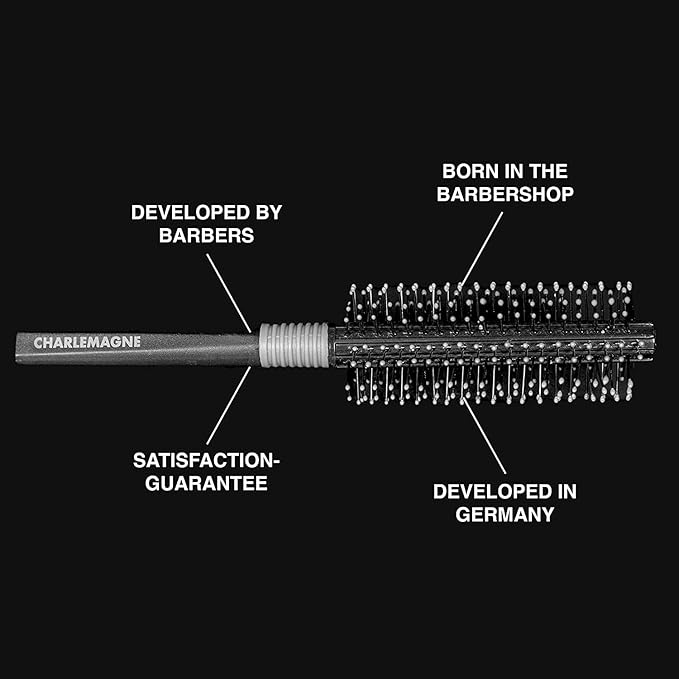 Charlemagne Round Brush for Hair & Beard - Small Round Rotating Roller Brush for Men