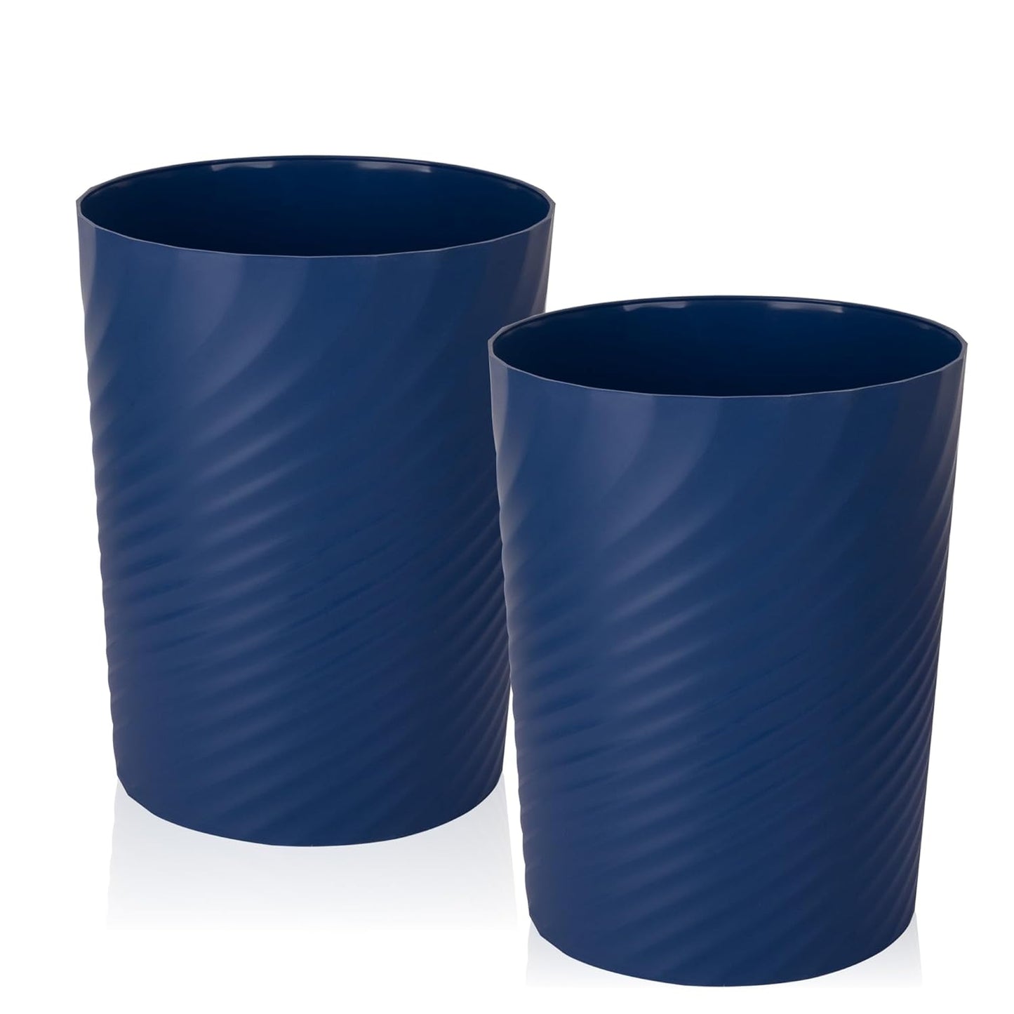 UUJOLY Plastic Small Trash Can Wastebasket, Garbage Container Basket for Bathrooms, Laundry Room, Kitchens, Offices, Kids Rooms, Dorms, (Navy Blue, 1.8 Gallon/2 Pack)