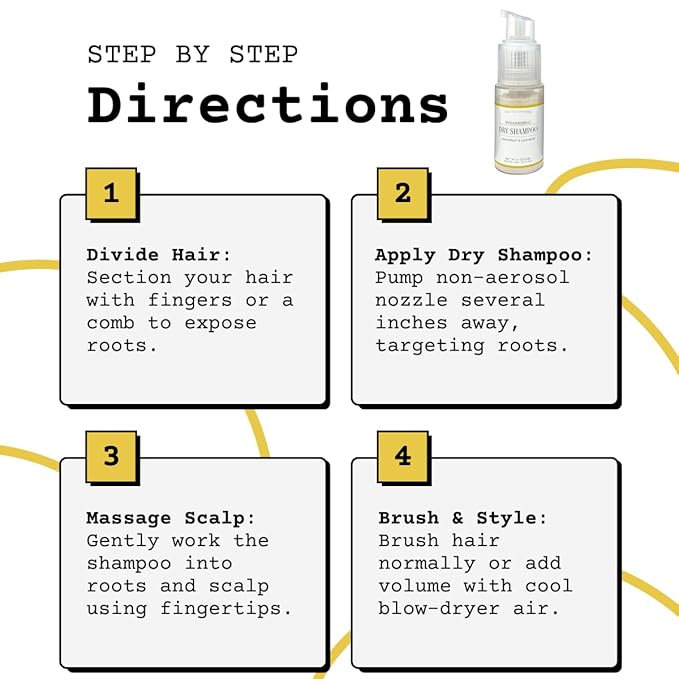 Yellow Bird All Natural Dry Shampoo Powder - Aerosol Free, Talc Free, Volumizing Powder Spray for Light & Dark Hair.