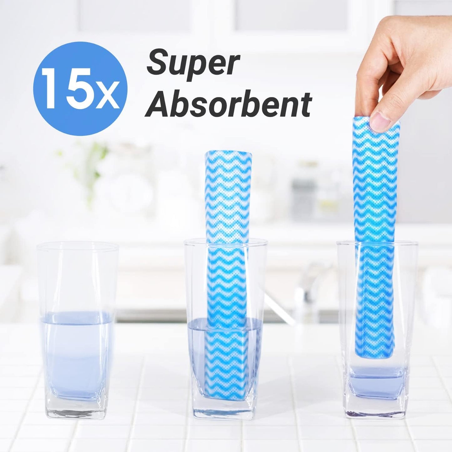 Disposable Dish Cloths Paper Towels, Domestic Cleaning Towels, Multipurpose Quick-Dry Rag Dish Cloths Heavy Duty Handy Wipes for Kitchen 75 Count 14.2"X15.7", Blue