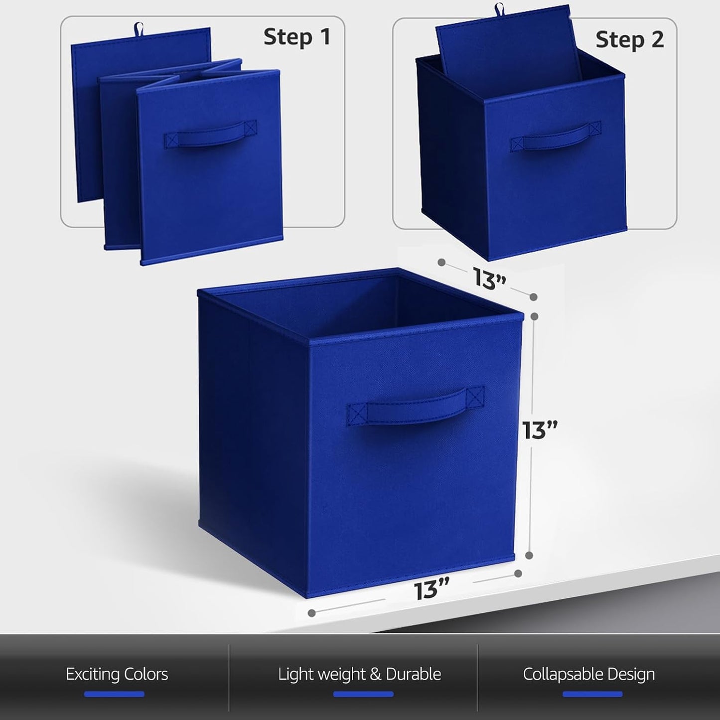 Sorbus 13 Inch Collapsible Fabric Storage Cubes - Sturdy Foldable Baskets with Handle - 8 Organizing Bins for Clothes, Toys, Books - Shelves, Closets