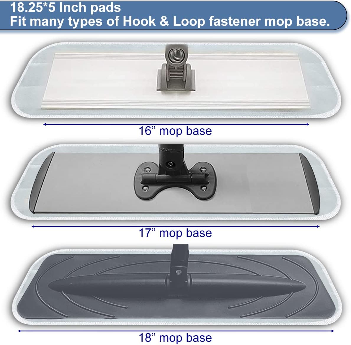 Microfiber Mop Replacement Pads 18 Inch Compatible with Bona Floor Care System, 5 Pack Reusable Wet Dry Floor Cleaning and Scurbbing Mop Refill Fits 16” to 18” Flat Reveal Mop Heads