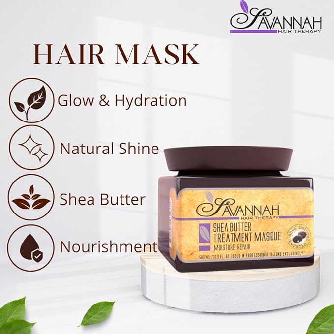 Savannah Hair Mask/Hair Masque with Keratin & Shea Butter – Deep Conditioning, Hydrating Anti-Frizz Treatment for Dry, Curly, or Chemically Treated Hair – 500ml (16.9 oz)