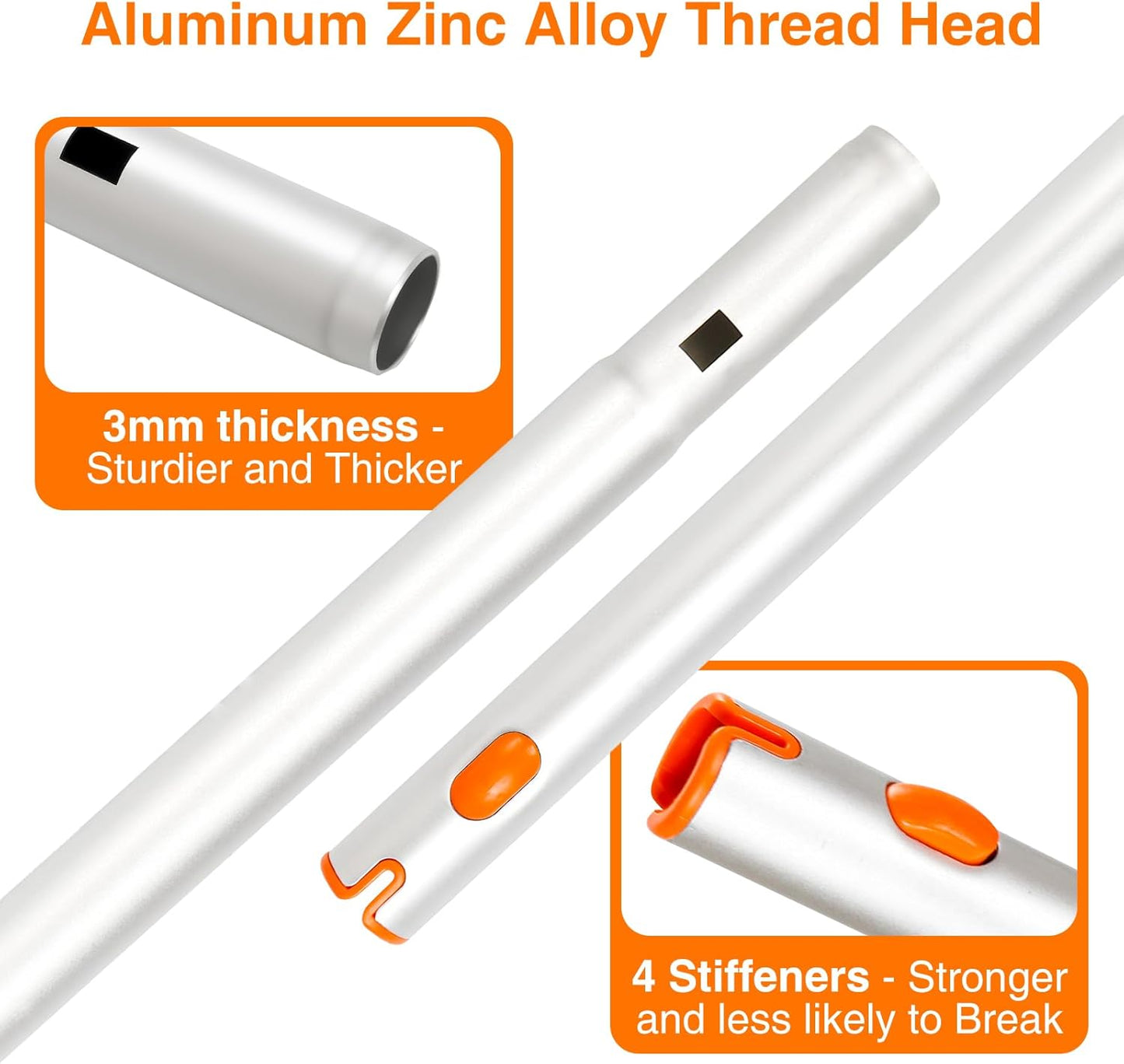 LOMIDA 2-in-1 Window Squeegee Cleaner with 62" Aluminum Extension Pole, Bendable Head for Extra Force, Heavy Duty Rotatable Window Cleaning Kit for Car/Glass/Shower (2 Fiber Pads)