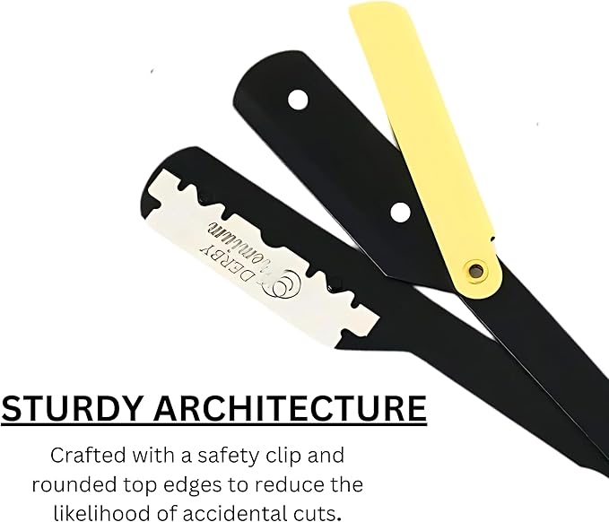 PROFESSIONAL B&G STRAIGHT Edge SHAVING RAZORS,with Black Premium Derby 100 Count Blades-Easy Blades Replacement Mechanism-100% Stainless Steel Macs-049BGP1 (B & G with Black Premium Blades)