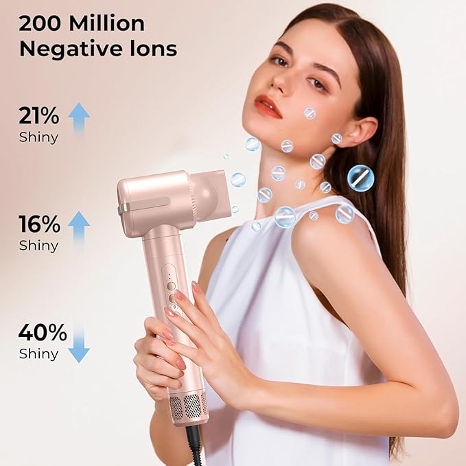 7 in ONE Hair Dryer Brush, Powerful Blow Dryer Brush with Auto- Wrap Curler, Detachable Fast Drying, Volumizing, Curling, Straightening, Ionic Hair Dryer with Diffuser, Hair Styling Tools 100-120V