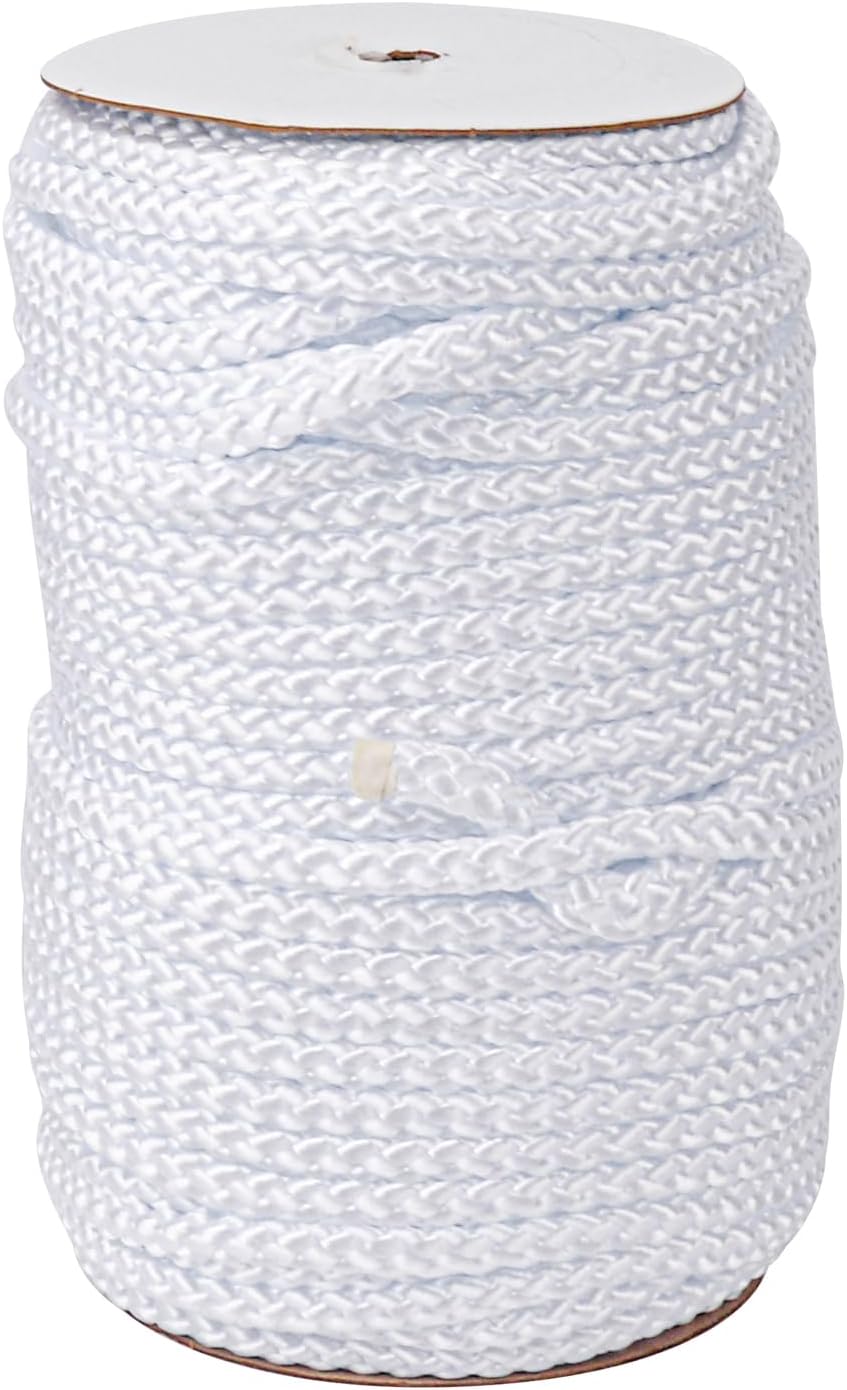 3/8 Inch White Polyester Rope - 250 White Low Stretch Polyester Rope for Hiking, Kayaking, Tarps, Camping