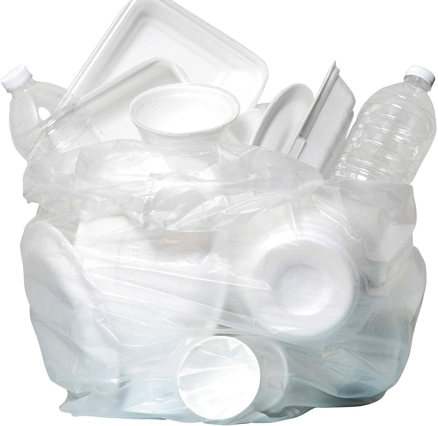 Aluf Plastics High Density Trash Bags, 45 Gallon, 1000 Count, 14 Micron (eq), 40" x 48", Clear, for Bathroom, Office, Industrial, Commercial, Janitorial, Municipal, Recycling