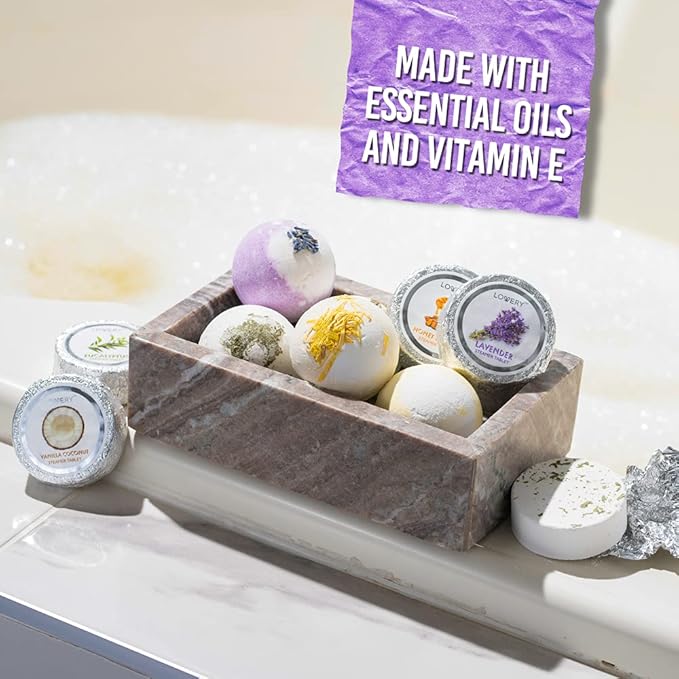 Essential Oil Shower Steamers and Bath Bombs Set - Lavender, Peppermint, Vanilla Coconut, Eucalyptus, Honey Almond Scented Aromatherapy Vaporizing Tablets, Relaxation Gifts for Women, 11pc