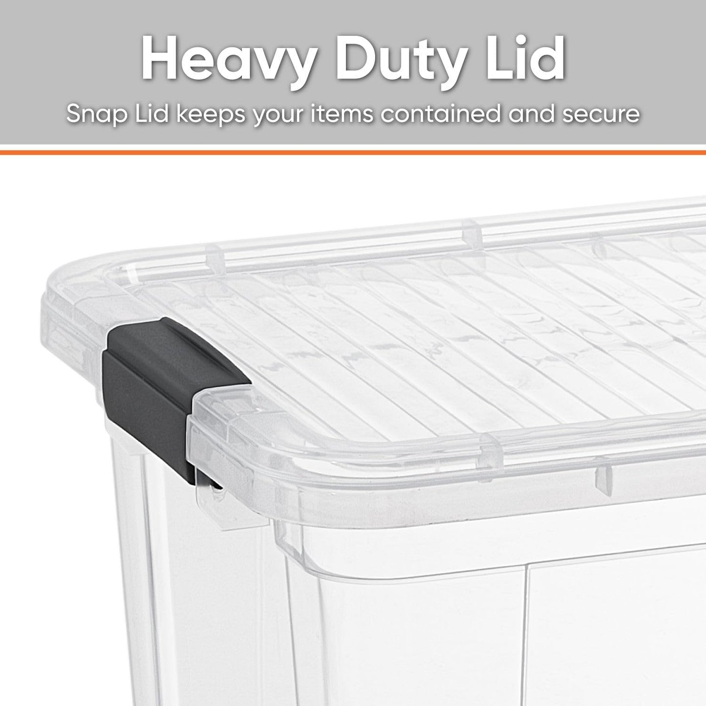 Superio Storage Bins with Lids- 4 Pack, 6.6 Qt Clear Boxes for Organizing, Stackable Plastic Containers- BPA Free, Non-Toxic, Odor Free, Organizer for Home, Office, Dorm