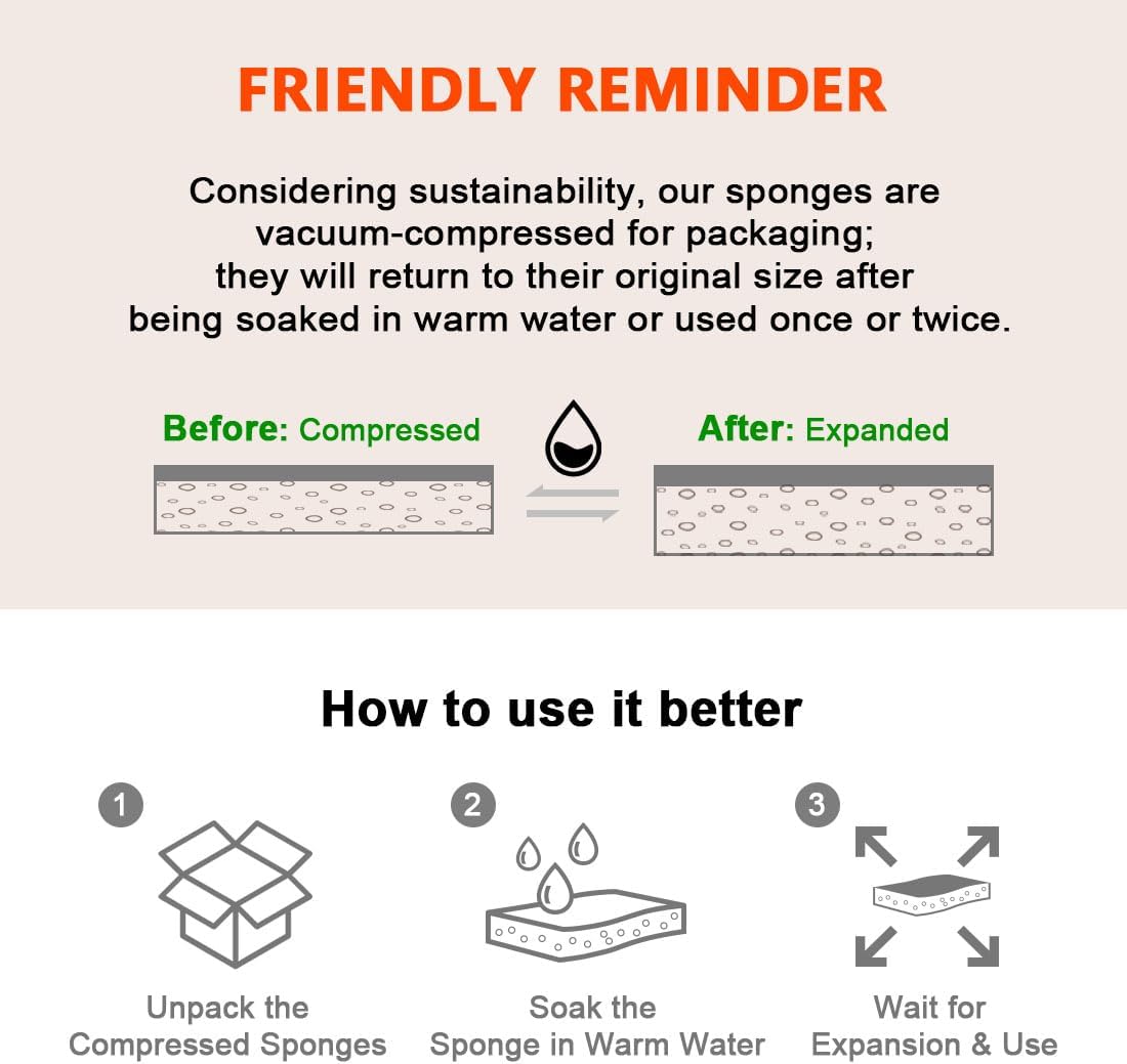 AIDEA Non-Scratch Scrub Sponge-24Count, Sponges Kitchen, Natural Sponge for Non-Stick Cookware, Cellulose Sponges for Dishes, Cleaning Power for Kitchen, Bathroom, Household